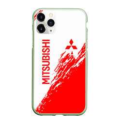 Чехол iPhone 11 Pro матовый Mitsubishi - красная текстура, цвет: 3D-салатовый