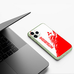 Чехол iPhone 11 Pro матовый Mitsubishi - красная текстура, цвет: 3D-салатовый — фото 2
