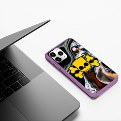 Чехол iPhone 11 Pro матовый Череп Барта Симпсона!, цвет: 3D-фиолетовый — фото 2