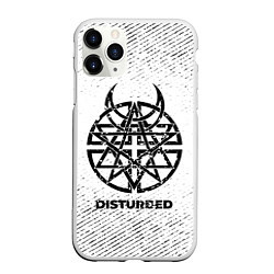 Чехол iPhone 11 Pro матовый Disturbed с потертостями на светлом фоне, цвет: 3D-белый