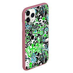 Чехол iPhone 11 Pro матовый Зелено-голубой абстрактный узор, цвет: 3D-малиновый — фото 2