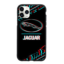 Чехол iPhone 11 Pro матовый Значок Jaguar в стиле glitch на темном фоне, цвет: 3D-черный