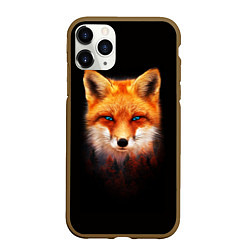 Чехол iPhone 11 Pro матовый Лиса над лесом, цвет: 3D-коричневый