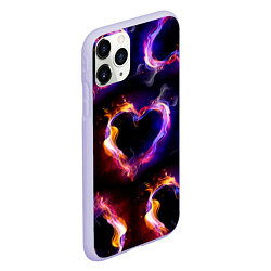 Чехол iPhone 11 Pro матовый Пламенное сердце - паттерн, цвет: 3D-светло-сиреневый — фото 2