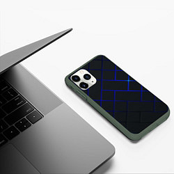 Чехол iPhone 11 Pro матовый Неоновая текстура прямоугольники, цвет: 3D-темно-зеленый — фото 2