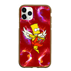 Чехол iPhone 11 Pro матовый Барт Симпсон стреляет из лука в сердце, цвет: 3D-коричневый