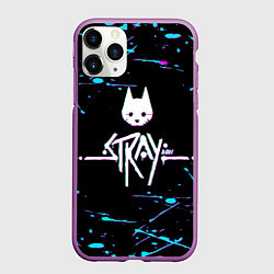 Чехол iPhone 11 Pro матовый Stray - краска - neon, цвет: 3D-фиолетовый
