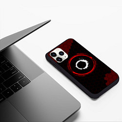 Чехол iPhone 11 Pro матовый Символ The Callisto Protocol и краска вокруг на те, цвет: 3D-черный — фото 2