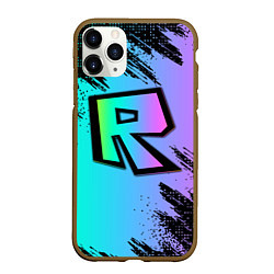 Чехол iPhone 11 Pro матовый Roblox neon logo, цвет: 3D-коричневый