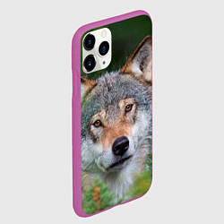 Чехол iPhone 11 Pro матовый Волк на фоне зелени, цвет: 3D-фиолетовый — фото 2