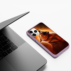 Чехол iPhone 11 Pro матовый Огненный волк, цвет: 3D-сиреневый — фото 2