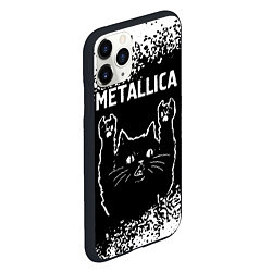 Чехол iPhone 11 Pro матовый Группа Metallica и рок кот, цвет: 3D-черный — фото 2