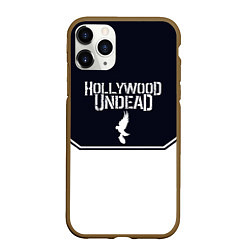 Чехол iPhone 11 Pro матовый Hollywood Undead краска, цвет: 3D-коричневый