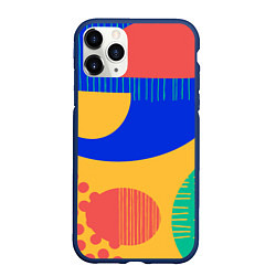Чехол iPhone 11 Pro матовый Геометрические разноцветные фигуры, цвет: 3D-тёмно-синий