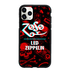 Чехол iPhone 11 Pro матовый Led Zeppelin rock glitch, цвет: 3D-черный