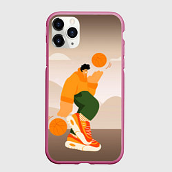 Чехол iPhone 11 Pro матовый Векторная иллюстрация Стритбол, цвет: 3D-малиновый