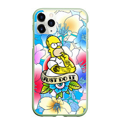 Чехол iPhone 11 Pro матовый Гомер Симпсон - Just do it, цвет: 3D-салатовый