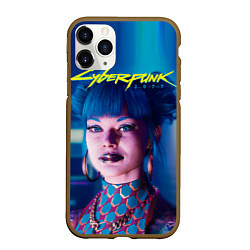 Чехол iPhone 11 Pro матовый Чери - киберпанк, цвет: 3D-коричневый