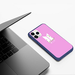 Чехол iPhone 11 Pro матовый BTS White Flowers, цвет: 3D-тёмно-синий — фото 2