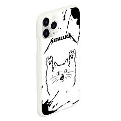 Чехол iPhone 11 Pro матовый Metallica рок кот на светлом фоне, цвет: 3D-белый — фото 2