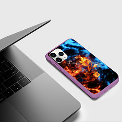 Чехол iPhone 11 Pro матовый Огонь и вода - Огненный цветок, цвет: 3D-фиолетовый — фото 2