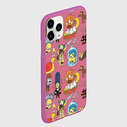 Чехол iPhone 11 Pro матовый Персонажи Симпсонов - horror pattern, цвет: 3D-фиолетовый — фото 2