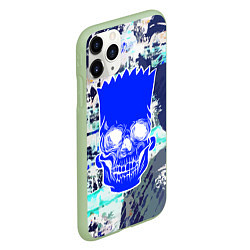 Чехол iPhone 11 Pro матовый Синий череп Барта Симпсона, цвет: 3D-салатовый — фото 2
