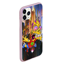 Чехол iPhone 11 Pro матовый Барт Симпсон, свободное падение - стилизация, цвет: 3D-розовый — фото 2