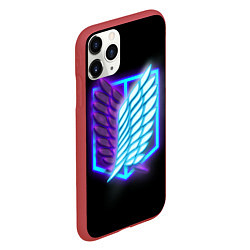 Чехол iPhone 11 Pro матовый Attack on Titan neon logo, цвет: 3D-красный — фото 2