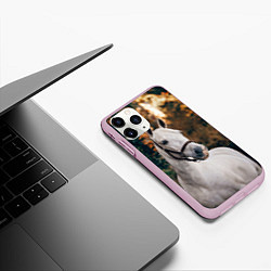 Чехол iPhone 11 Pro матовый Белая лошадка, цвет: 3D-розовый — фото 2