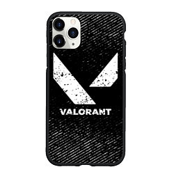 Чехол iPhone 11 Pro матовый Valorant с потертостями на темном фоне, цвет: 3D-черный