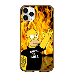 Чехол iPhone 11 Pro матовый Homer Simpson - Rock n Roll!, цвет: 3D-коричневый