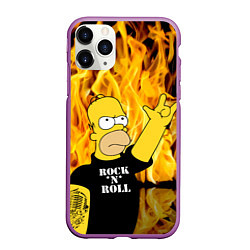 Чехол iPhone 11 Pro матовый Homer Simpson - Rock n Roll!, цвет: 3D-фиолетовый