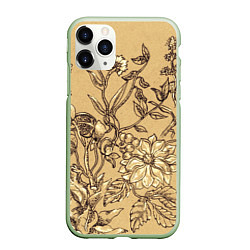 Чехол iPhone 11 Pro матовый Флора рисунок, цвет: 3D-салатовый