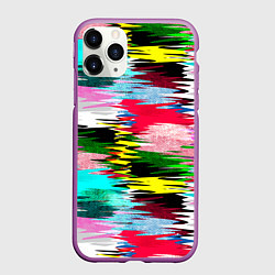 Чехол iPhone 11 Pro матовый Абстрактный многоцветный неоновый узор, цвет: 3D-фиолетовый
