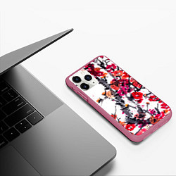 Чехол iPhone 11 Pro матовый Живописная ветка сакуры, цвет: 3D-малиновый — фото 2