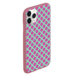 Чехол iPhone 11 Pro матовый Фиолетовые цветочки паттерн, цвет: 3D-малиновый — фото 2