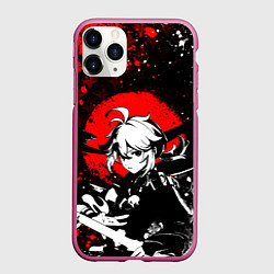 Чехол iPhone 11 Pro матовый Кадзуха - Мрачный геншин, цвет: 3D-малиновый