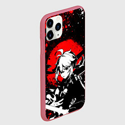 Чехол iPhone 11 Pro матовый Кадзуха - Мрачный геншин, цвет: 3D-малиновый — фото 2