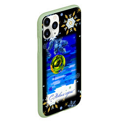 Чехол iPhone 11 Pro матовый Новый год ёлочный шар, цвет: 3D-салатовый — фото 2