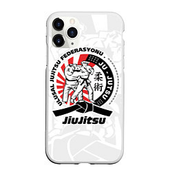 Чехол iPhone 11 Pro матовый Jiujitsu emblem Джиу-джитсу, цвет: 3D-белый