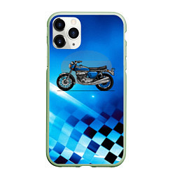 Чехол iPhone 11 Pro матовый Синий классический мотоицкл, цвет: 3D-салатовый