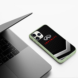 Чехол iPhone 11 Pro матовый Infiniti карбон, цвет: 3D-салатовый — фото 2