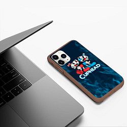 Чехол iPhone 11 Pro матовый Cuphead синий огонь, цвет: 3D-коричневый — фото 2