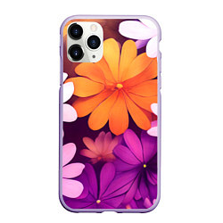 Чехол iPhone 11 Pro матовый Яркие фанстастические цветы, цвет: 3D-светло-сиреневый