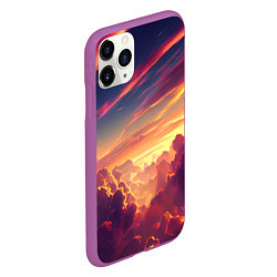Чехол iPhone 11 Pro матовый Закатное солнце в облаках, цвет: 3D-фиолетовый — фото 2
