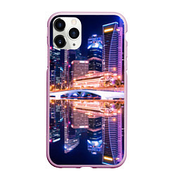 Чехол iPhone 11 Pro матовый Ночной Сингапур, цвет: 3D-розовый