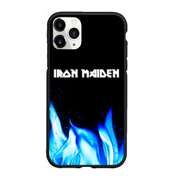 Чехол iPhone 11 Pro матовый Iron Maiden blue fire, цвет: 3D-черный