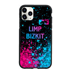 Чехол iPhone 11 Pro матовый Limp Bizkit - neon gradient: символ сверху, цвет: 3D-черный