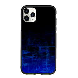 Чехол iPhone 11 Pro матовый Однотонный черный и темно синий гранжевый градиент, цвет: 3D-черный